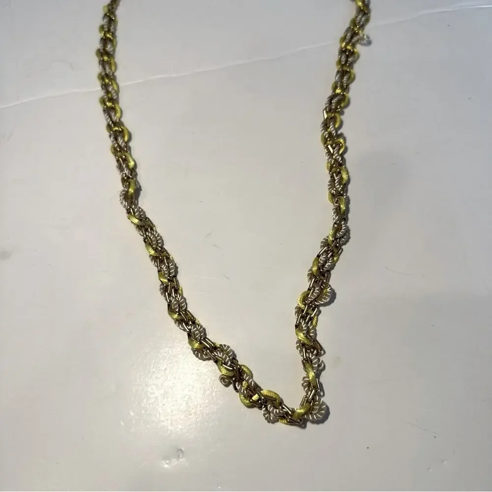 Madewell 1937 Gold Chain Yellow Tan Necklace 32” Long Chunky Preppy - Picture 4 of 9